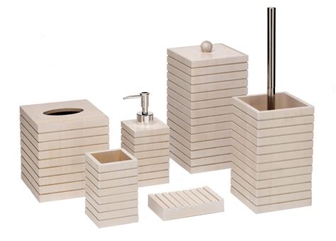 With a soap dispenser, soap dish, tissue holder, waste basket, toothbrush holder the environmentally friendly bamboo and sleek white ceramic complement your home with contemporary elegance. Bamboo Bathroom Accessories White from Domayne (With ...