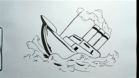 How To Draw Sinking Ship Step By Step Youtube