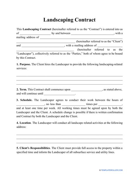Landscaping Contract Template Fill Out Sign Online And Download Pdf