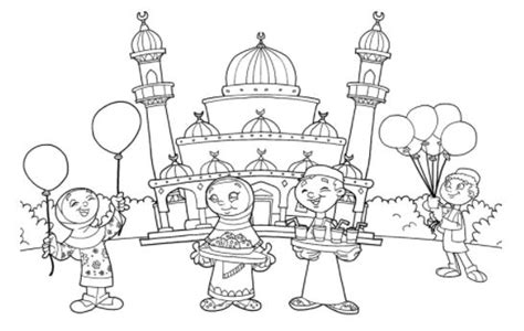 Gambar Mewarnai Mewarnai Gambar Tema Ramadhan Ceria Drawing Image