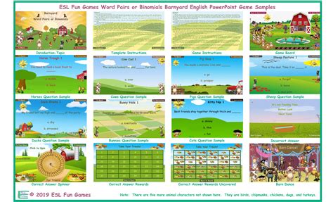 Word Pairs Or Binomials Barnyard English Powerpoint Game Teaching Resources