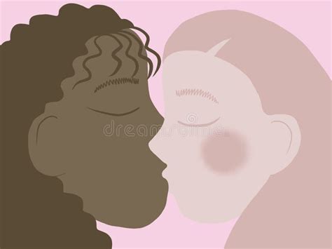 A Beautiful Kiss Of Two Lesbians Of Different Nationalities A Girl Of African Appearance And A