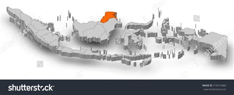 Map Indonesia North Kalimantan 3dillustration Stock Illustration 513613486
