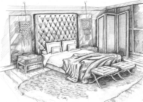 Pencil Sketch Art Master Bedroom Concept Design Visual By Lorraine
