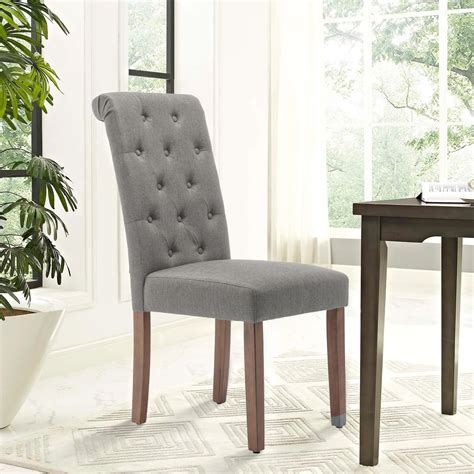 Upholstered Dining Chairs Set of 2, Solid Wood Tufted Parsons Dining ...