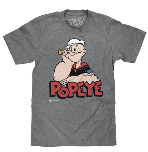 Retro Popeye T Shirt Graphite Gray Heather Tee Luv