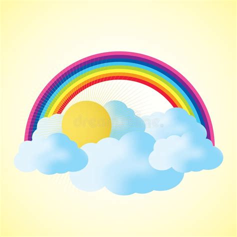 Cloud And Rainbow With Text Space Stock Vector Illustration Of Blue