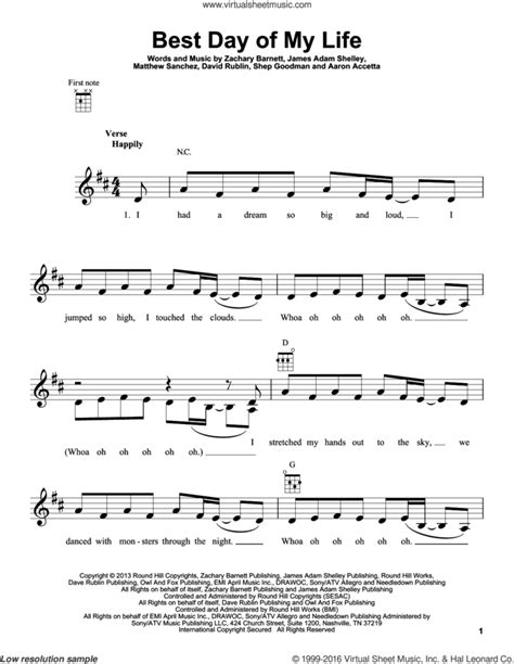 Best Day Of My Life Sheet Music For Ukulele Pdf Interactive