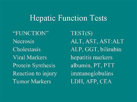 Hepatic Function Tests CMS Approved Hepatic Function Panel
