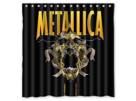 Metallica Rock Design Polyester Fabric Bath Shower Curtain 180x180 Cm
