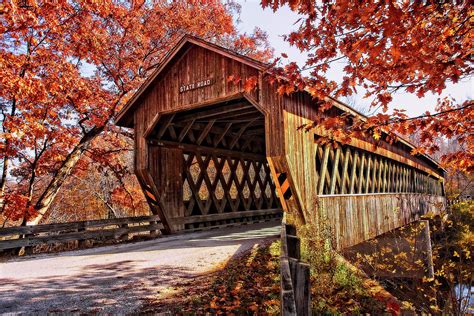 Autumn At State Road Covered Bridge Photograph By Marcia Colelli Fine