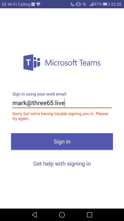 Teams Client Wont Sign In On Android Microsoft Tech Community