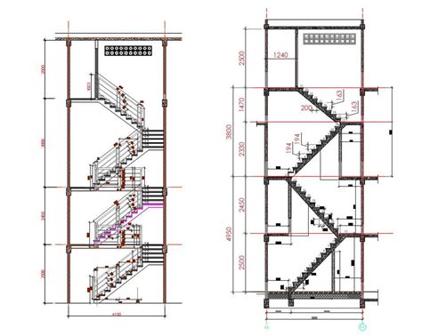 Apartment Staircase Section Plan Cadbull