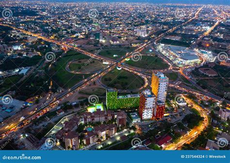 Aerial Shot Of The City Of Accra In Ghana At Night Editorial Stock Image Image Of Architecture