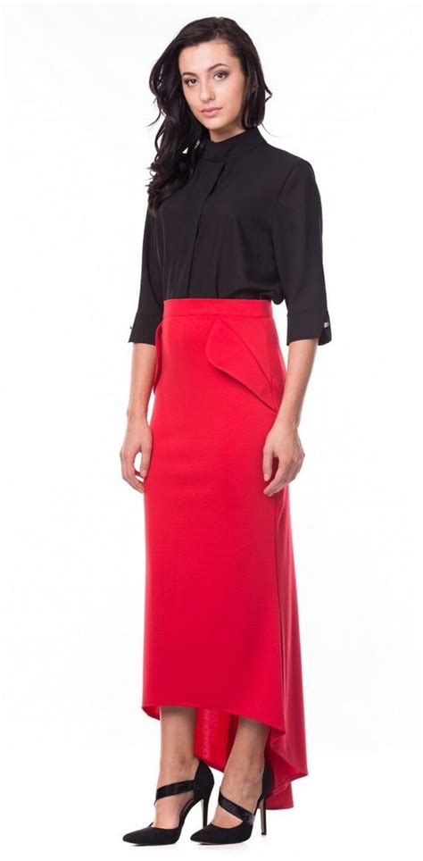 Fashion Red Skirt Asymmetric Red Skirt Stylish Maxi Skirt For