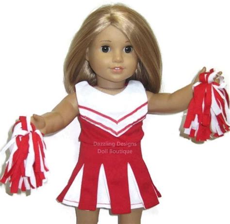 Red White Cheerleader Cheer Outfit Set Doll Clothes Fits 18 Inch