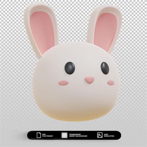 Premium Psd 3d Render Cute Rabbit Face Minimalist Illustration