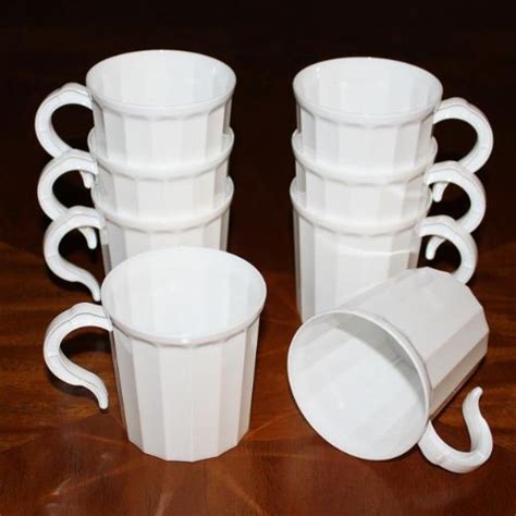 Case 288 White Plastic Coffee Mug Disposable Reuseable Drinking Cup With Handle