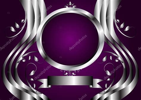 Abstract Silver And Purple Floral Vector Design — Stock