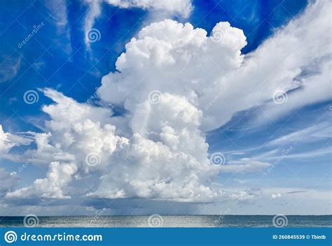 Heavy Storm Clouds Over Ocean And Blue Sky Stock Image Image Of