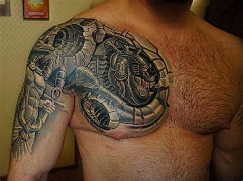 Biomechanical Tattoo On Shoulder 3