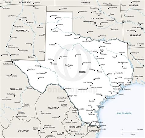 Vector Map Of Texas Political One Stop Map