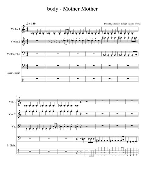 Body Mother Mother Violin Sheet Music Mothersf