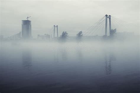 City And Bridge In Fog Stock Photo Image Of Cityscape 18215054