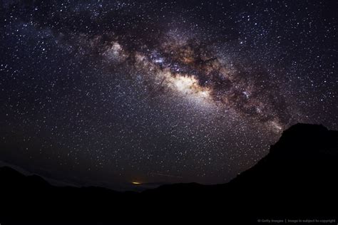 Hawaii Maui Haleakala National Park Milky Way Galaxy And Starry Sky