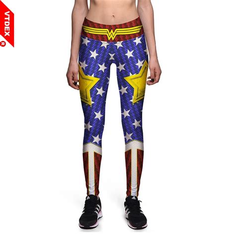 Vtdex Women Stretch Yoga Pants Marvel America Wonder Woman Pattern