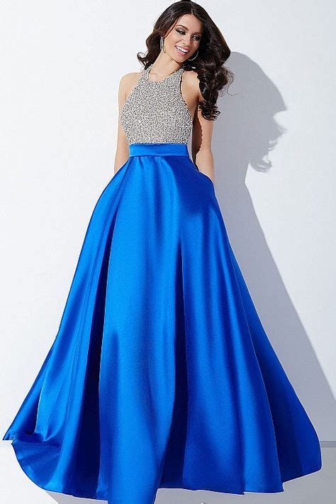 Royal And Silver Halter Ballgown Prom Dress 29160 Halter Prom