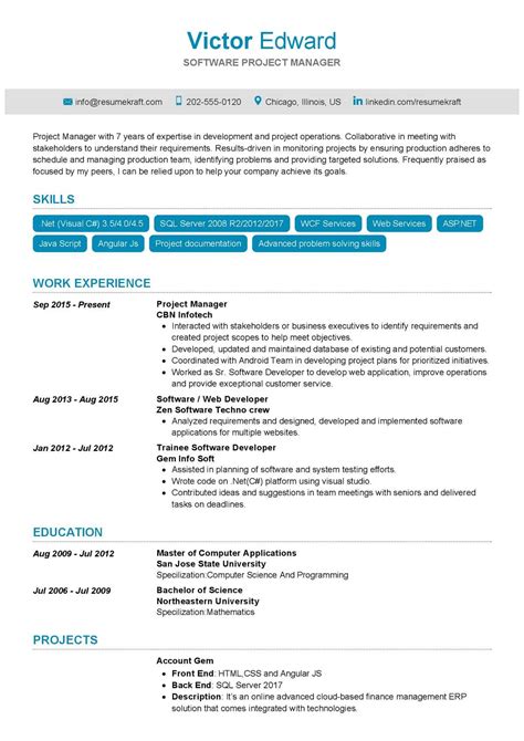 Project Manager Resume Templates 10 Free Word Pdf For