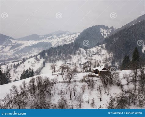 Fairy Tale Village Kryvorivnia Covered With Snow In Carpathians
