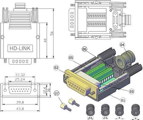 Buy Jienk Db15 Solderless Male Female Rs232 D Sub Serial Adapters 16mm