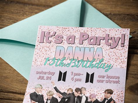 Bts Personalized Custom Made Party Invitation ⋆ The Theme Party
