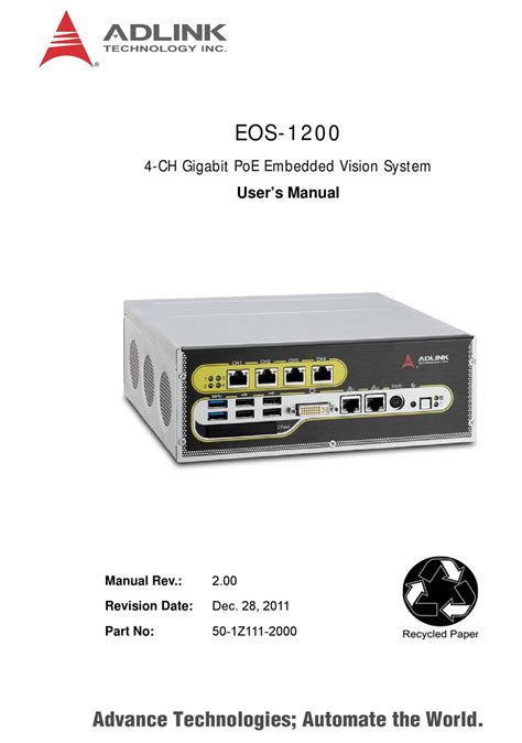 Adlink Technology Eos 1200 User Manual Pdf Download Manualslib