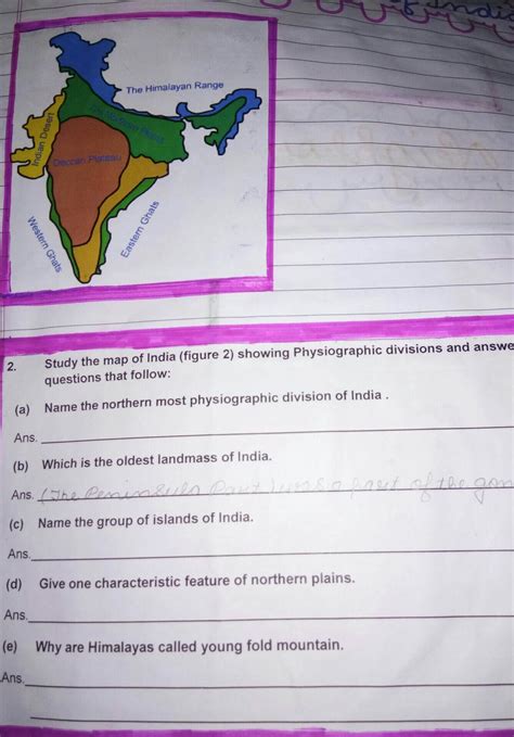 Physical Features Of Indiastudy The Map Of India Showing