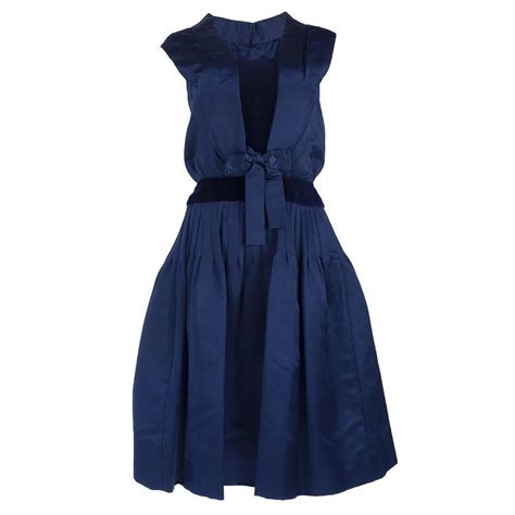 Christian Dior New York Blue Peau De Soie Dress From A Collection Of
