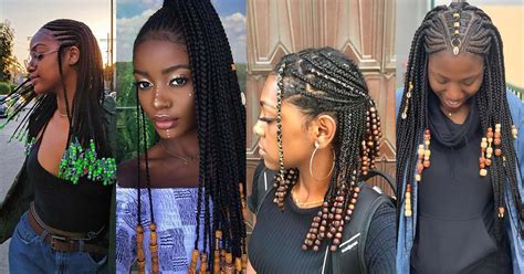 Cornrow hairstyles for short hair. Best Ponytails Braids With beads 2020 For Natural Hair