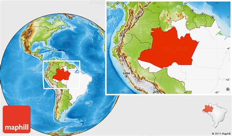 Physical Location Map Of Amazonas Highlighted Country