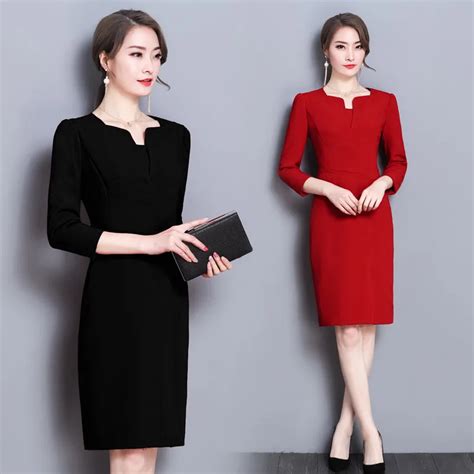 Spring Autumn Women Dress Vintage Ol Work Elegant Vestidos Business