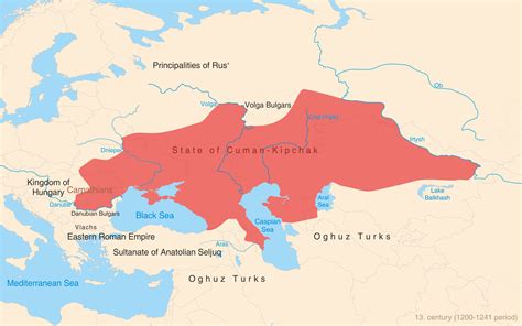 Extent Of The Turkic Cuman Kipchak Confederation During The 13th