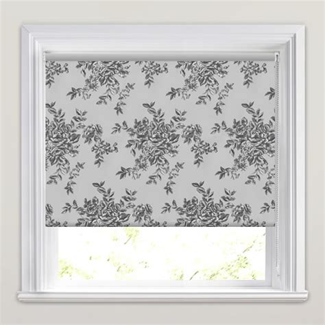 Awardblinds.com has been visited by 10k+ users in the past month Vintage Grey & White Floral Patterned Blackout Roller Blinds