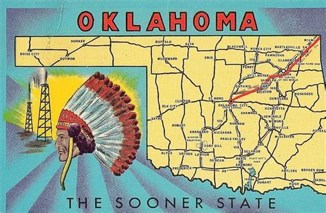 Oklahoma Map Postcard A Photo On Flickriver Elk City Boise City