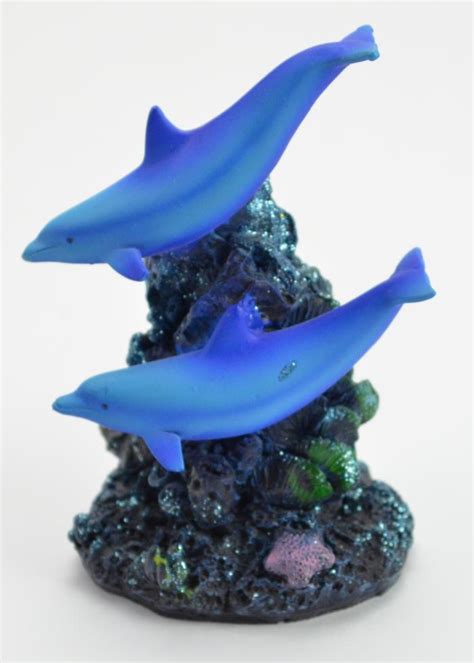 4 Ceramic Blue Dolphin Figurine