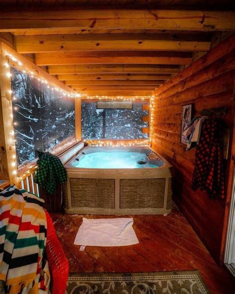 Pin By Shannon Shepard On For Home In Cabin Hot Tub Indoor Hot Tub Hot Tub Room