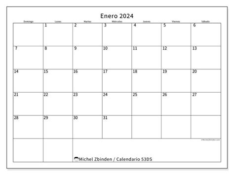 Calendario Enero 2024 53ds Michel Zbinden Hn