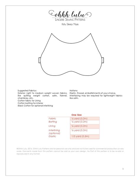 This diy mask and face mask pattern tutorial is now available as a pdf printable download in my pattern shop. Free Kitty Sleep Mask PDF Sewing Pattern - Ohhh Lulu