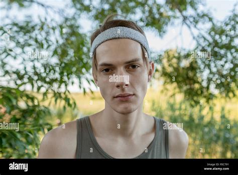 Portrait Of Handsome Young Man Outdoors Stock Photo Alamy