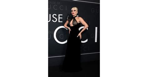 Lady Gaga Wears Velvet Dress With Sheer Polka Dot Halter Top Popsugar Fashion Uk Photo 7